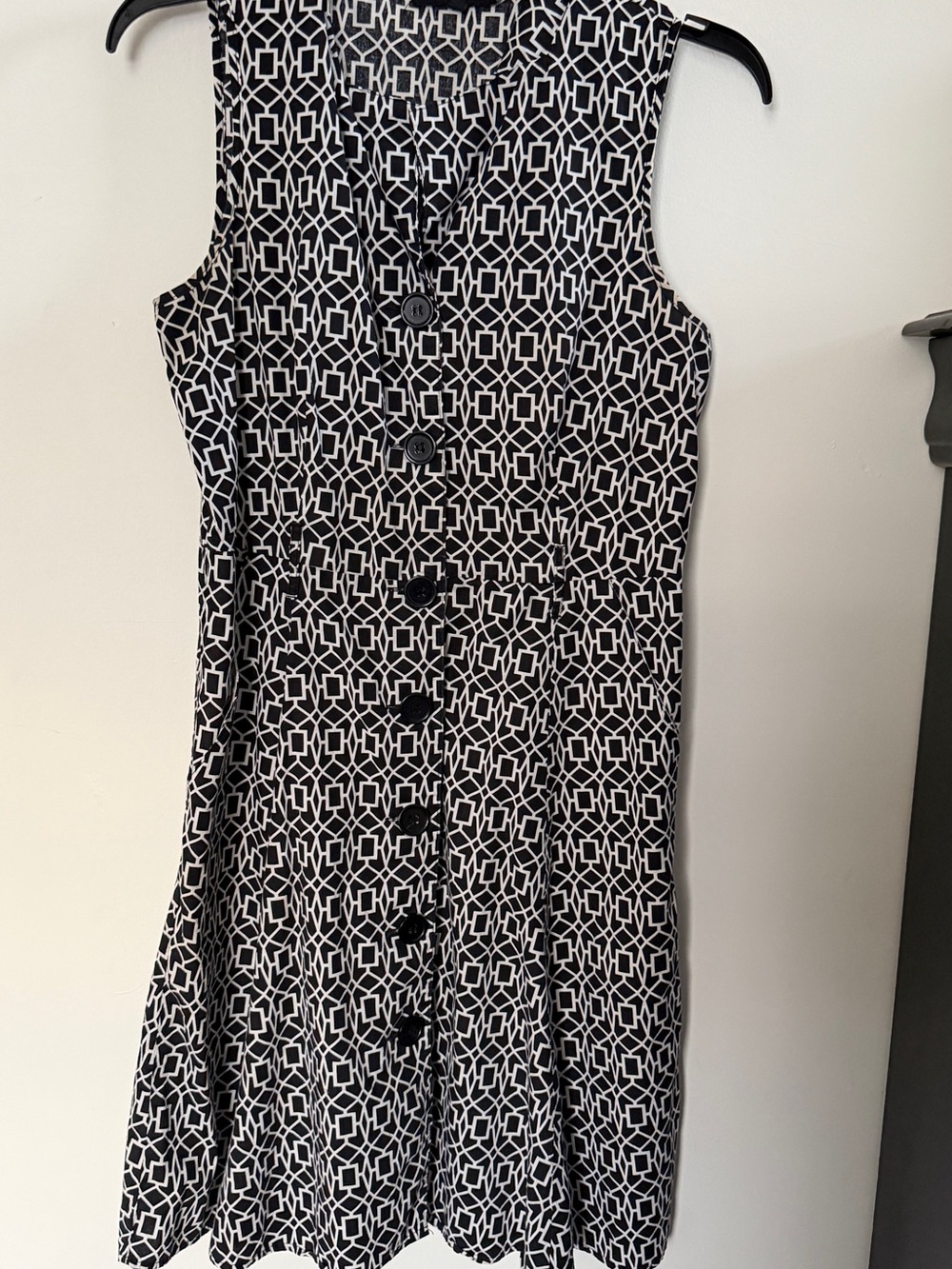 Kohl's Black & White Geometric Button-Front Midi Dress